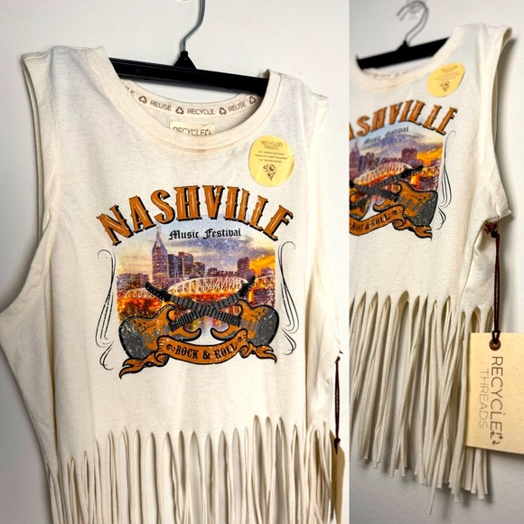 Recycle Tops - Nashville print, Women's Cream T-shirt (new with tag)